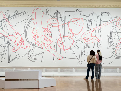 Gallery view of the Michael Craig-Martin exhibition at the Royal Academy of Arts, London (21 September - 10 December 2024), showing Modern Dance, 1981.