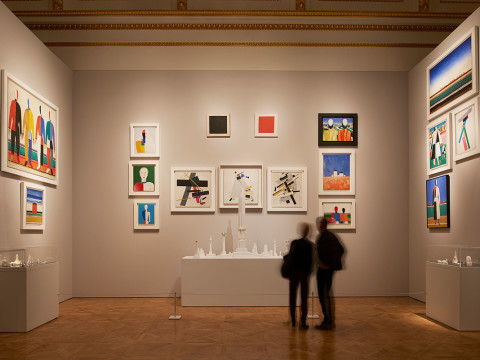 Installation view of Revolution: Russian Art 1917–1932 at the Royal Academy of Arts 