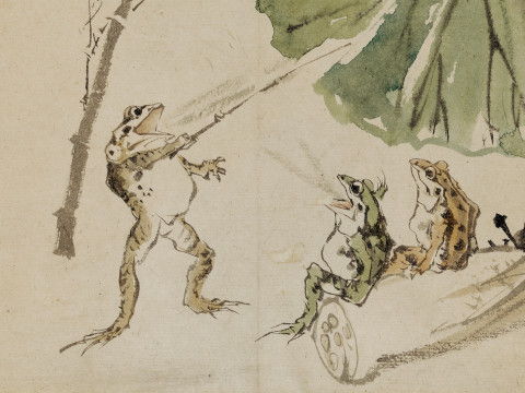 Kawanabe Kyōsai, Frog School (detail)