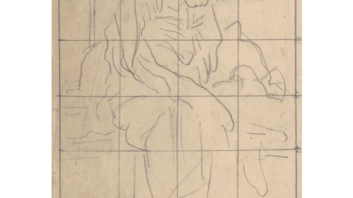 Lord Leighton PRA, Squared up tracing for 'Kittens', by ca. 1883. (crop)