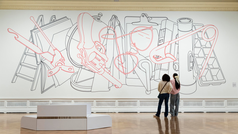 Video drawing on gallery walls with tape Royal Academy of Arts
