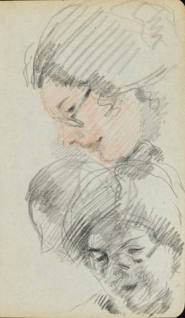 F. Ernest Jackson ARA, Side profile sketch of Pamela Ovens looking down