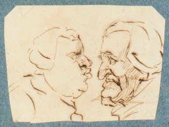 William Daniell RA, Two caricature male heads in profile