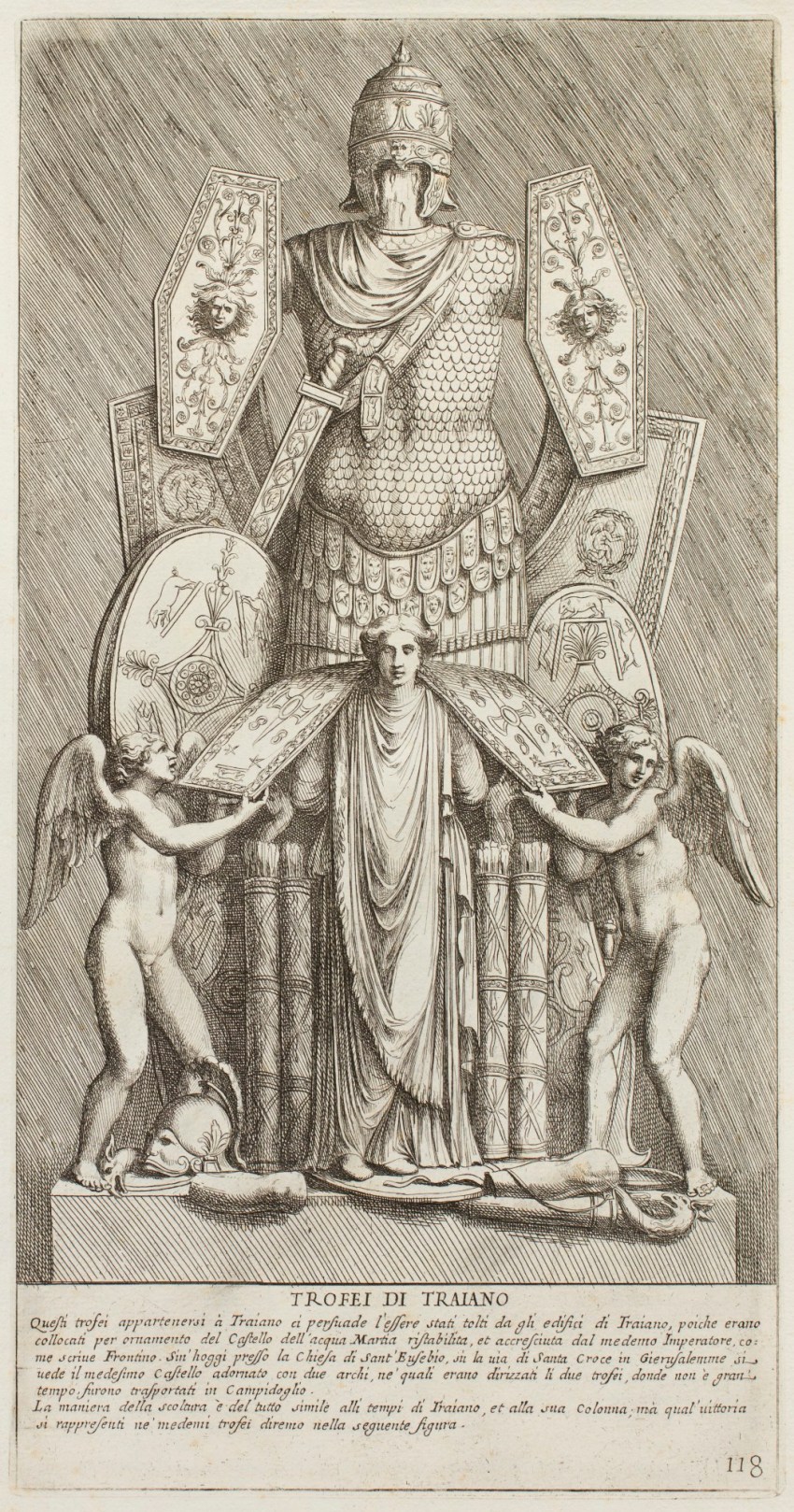 Pietro Santi Bartoli, Plate 118: War trophies of the Emperor Trajan
