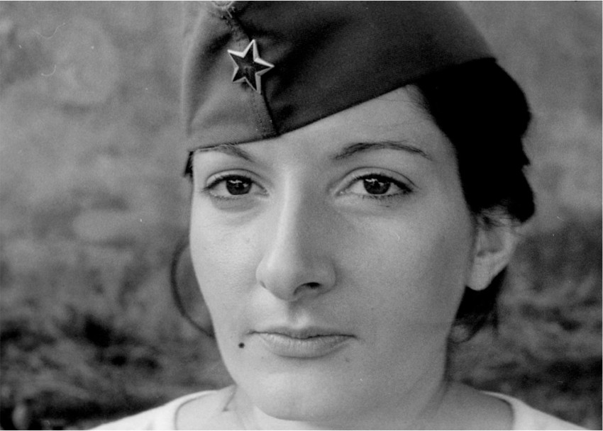 Marina Abramovic wearing her mother's hat