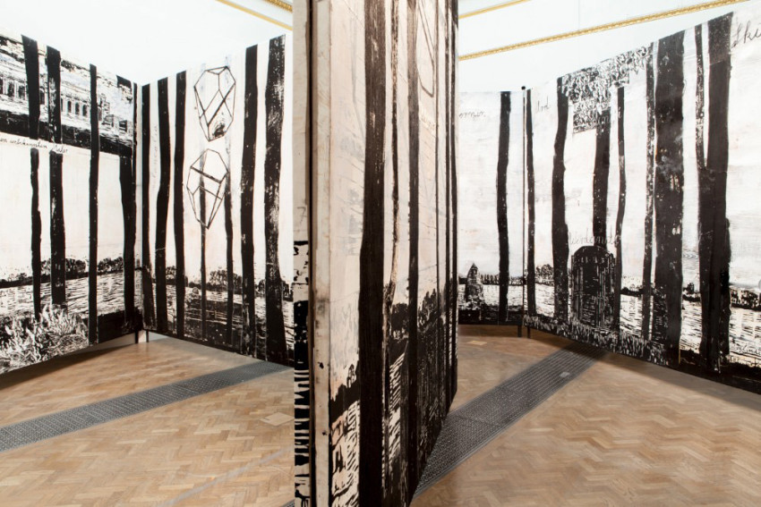 Installation view of Anselm Kiefer’s The Rhine, 1982-2013, at the Royal Academy of Arts