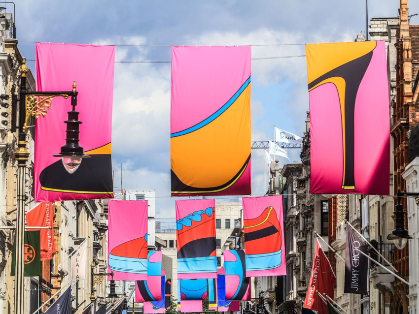Sir Michael Craig-Martin RA - Installation of flags on Bond Street for Art in Mayfair